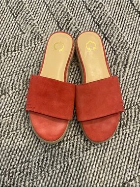 Women's Red Suede Slide Mules